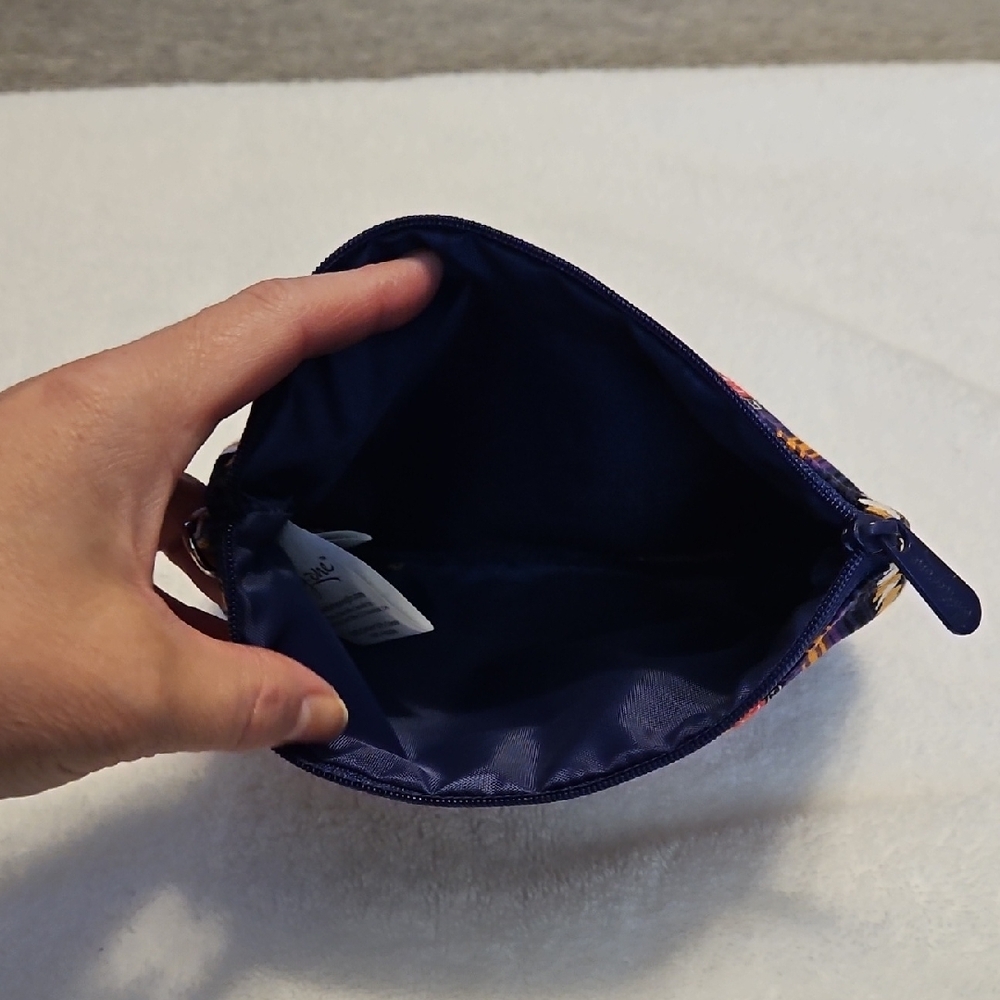 Purple and Red Geometric Cosmetic Bag with Zipper Closure - Picture 4 of 5